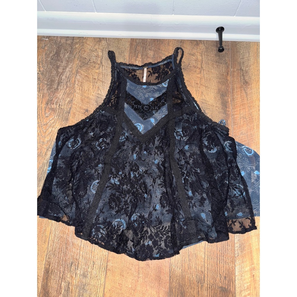 Free People Lace Tank Top Floral Sleeveless Festival Top‎ XS